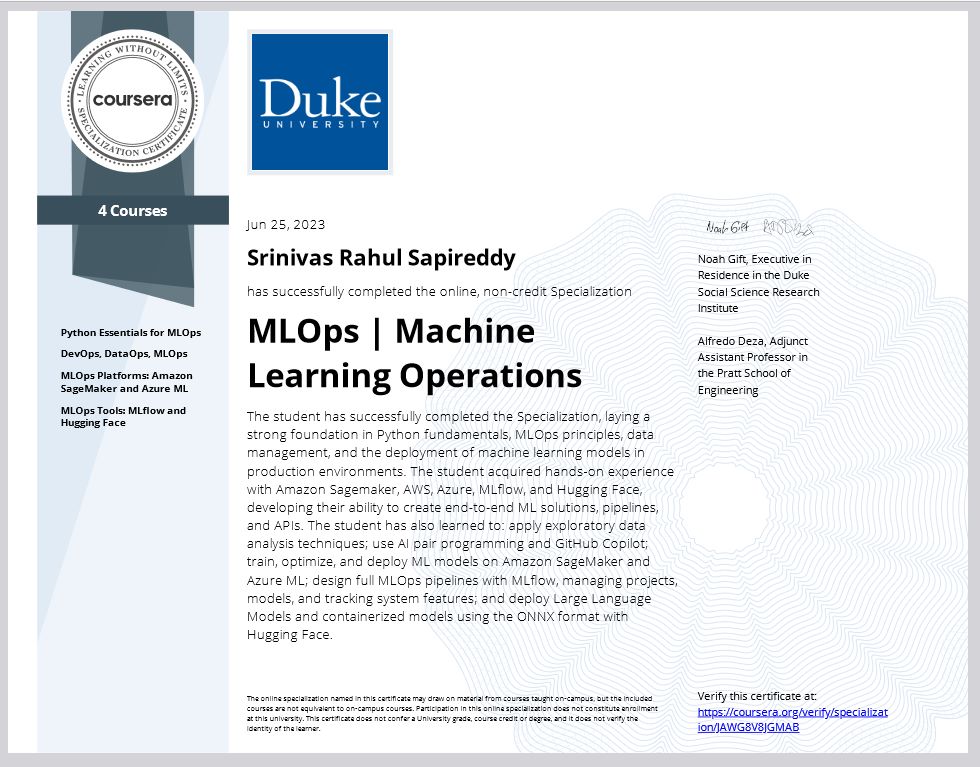 MLOps Specialization