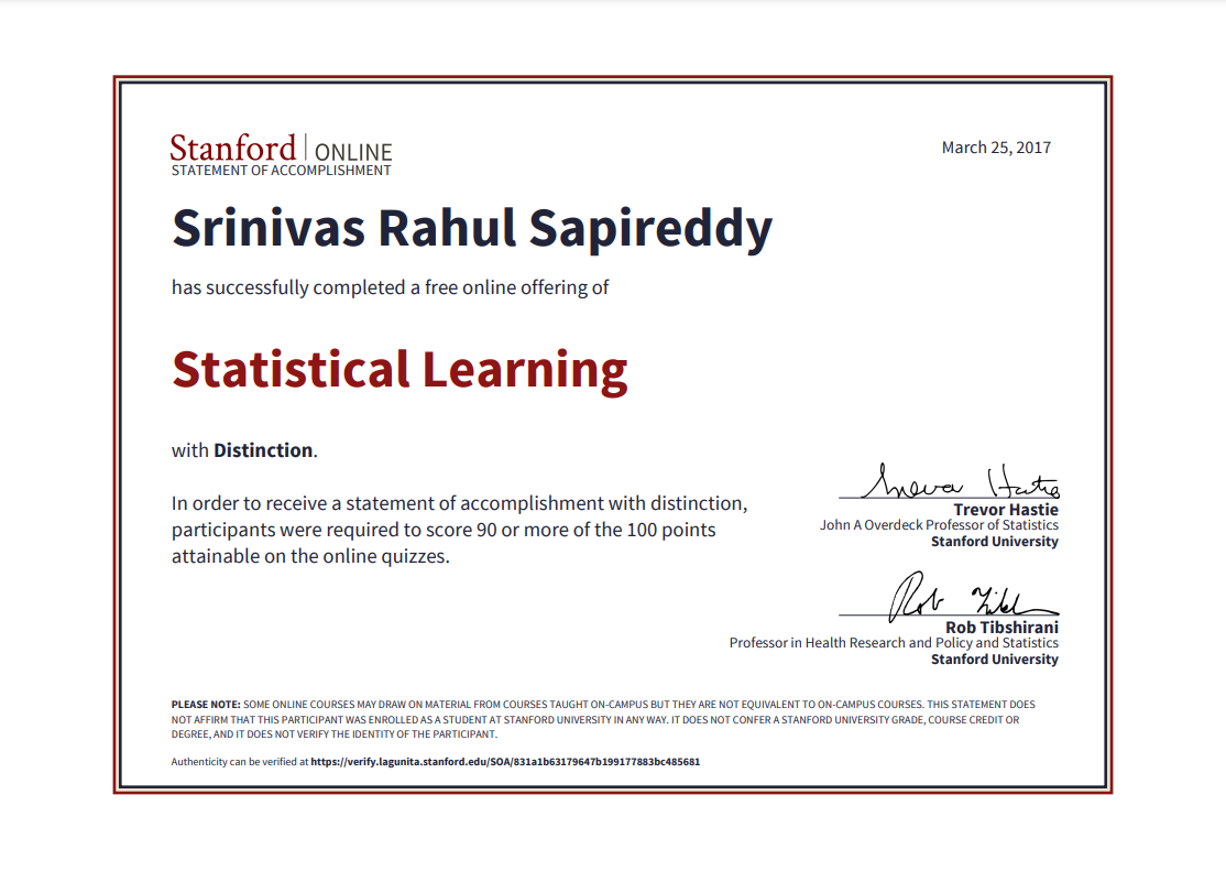 Statistical Learning